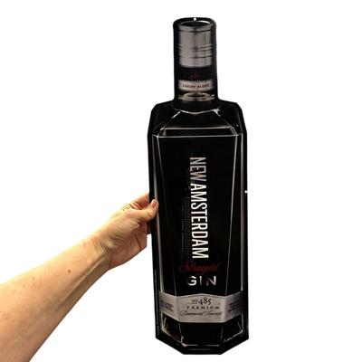 Sale Photo Thumbnail #179: Man Cave or Bar Display Items Lot of 4 - 2 hand painted canvas drink paintings, New Amsterdam metal wall hanging and cardboard Martin's Pale Ale advertisement.