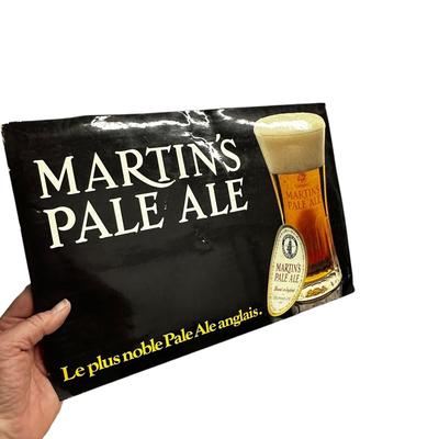 Sale Photo Thumbnail #176: Man Cave or Bar Display Items Lot of 4 - 2 hand painted canvas drink paintings, New Amsterdam metal wall hanging and cardboard Martin's Pale Ale advertisement.