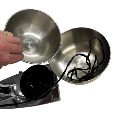 Sale Photo Thumbnail #192: Vintage Silver Sunbeam Mixmaster Tested/Works
with 2 bowls and dough beaters as shown.