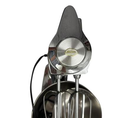 Sale Photo Thumbnail #194: Vintage Silver Sunbeam Mixmaster Tested/Works
with 2 bowls and dough beaters as shown.