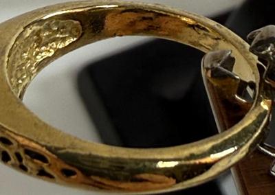 Sale Photo Thumbnail #14: Round red stone (imitation ruby?), ring has no markings. Size 5. Very Pretty.