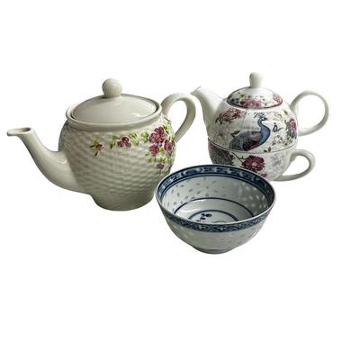 Sale Photo Thumbnail #247: Lot of 2 Ceramic Tea Pitchers and a Small Bowl