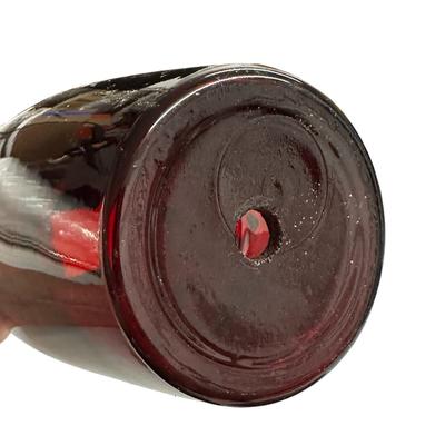 Sale Photo Thumbnail #263: Lot of 3 Red Glass Pieces- 2 Bowls & a Vase, no chips. Vase has artwork quite rubbed off the surface.