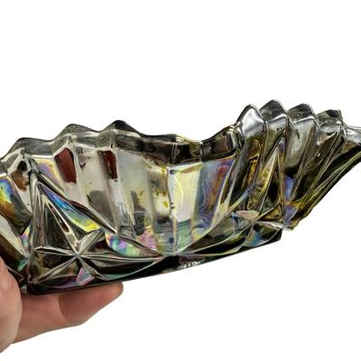 Sale Photo Thumbnail #271: Vintage Federal Glass Smoke Carnival Pioneer Ruffled Edge Serving Bowl