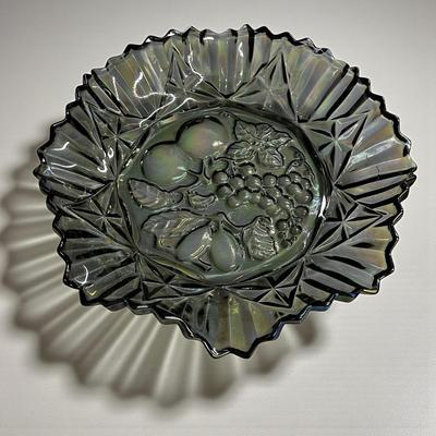 Sale Photo Thumbnail #275: Vintage Federal Glass Smoke Carnival Pioneer Ruffled Edge Serving Bowl