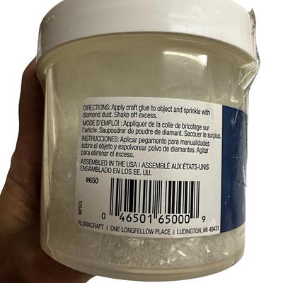 Sale Photo Thumbnail #316: 2 Large Sealed Jars of FloralCraft Diamond Dust for Crafters or for Decorating