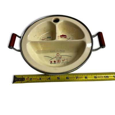 Sale Photo Thumbnail #327: Vintage Child's Divided Ceramic "Heated" Bowl with Handles