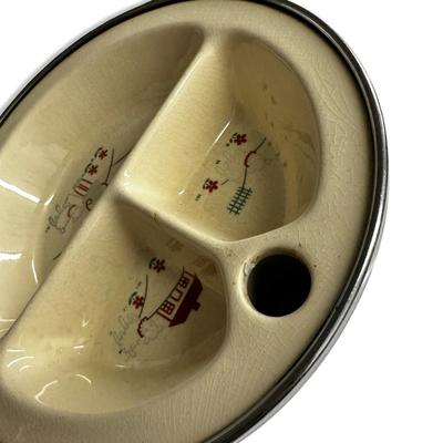 Sale Photo Thumbnail #328: Vintage Child's Divided Ceramic "Heated" Bowl with Handles