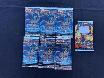 6 PACKS OF YU-GI-OH LEGENDARY DUELISTS TRADING CARDS & PACK OF THUNDERCATS TRADING CARDS