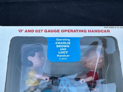 LIONEL OPERATING “CHARLIE BROWN & LUCY” HANDCAR - O and O27 GAUGE MODEL RAILROAD COLLECTIBLE