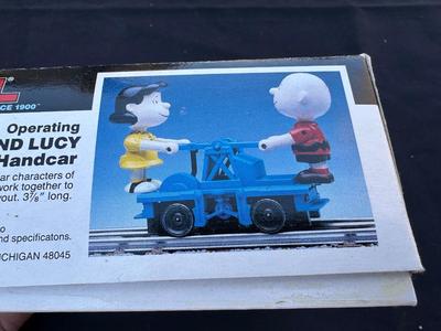 LIONEL OPERATING “CHARLIE BROWN & LUCY” HANDCAR - O and O27 GAUGE MODEL RAILROAD COLLECTIBLE
