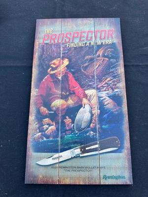 “THE PROSPECTOR” REMINGTON WOOD SIGN