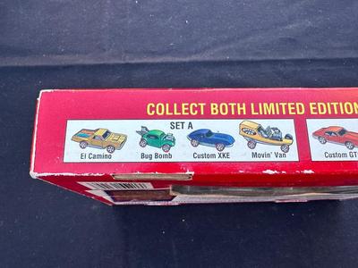 JOHNNY LIGHTNING COMMEMORATIVE LIMITED EDITION 4-CAR SET WITH REAL METAL CHROME PLATING