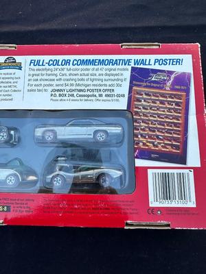 JOHNNY LIGHTNING COMMEMORATIVE LIMITED EDITION 4-CAR SET WITH REAL METAL CHROME PLATING