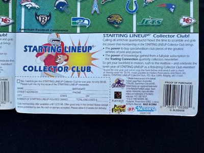 STARTING LINEUP 1997 10th YEAR EDITION COLLECTIBLE FIGURES OF BRETT FAVRE AND DREW BLEDSOE