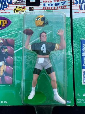 STARTING LINEUP 1997 10th YEAR EDITION COLLECTIBLE FIGURES OF BRETT FAVRE AND DREW BLEDSOE