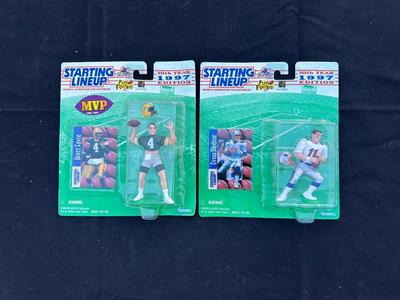 STARTING LINEUP 1997 10th YEAR EDITION COLLECTIBLE FIGURES OF BRETT FAVRE AND DREW BLEDSOE