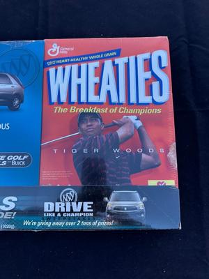 WHEATIES BUICK RENDEZVOUS SPECIAL PROMOTIONAL PACKAGE WITH TIGER WOODS ON THE CEREAL BOXES