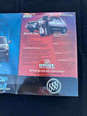 WHEATIES BUICK RENDEZVOUS SPECIAL PROMOTIONAL PACKAGE WITH TIGER WOODS ON THE CEREAL BOXES