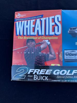 WHEATIES BUICK RENDEZVOUS SPECIAL PROMOTIONAL PACKAGE WITH TIGER WOODS ON THE CEREAL BOXES