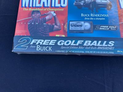 WHEATIES BUICK RENDEZVOUS SPECIAL PROMOTIONAL PACKAGE WITH TIGER WOODS ON THE CEREAL BOXES