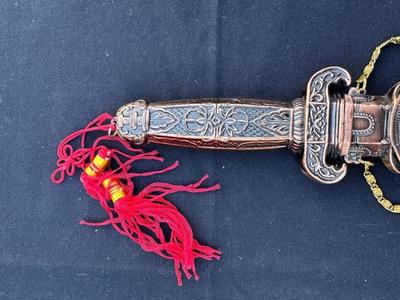 DECORATIVE CHINESE TOWER PAGODA DAGGER AND SHEATH