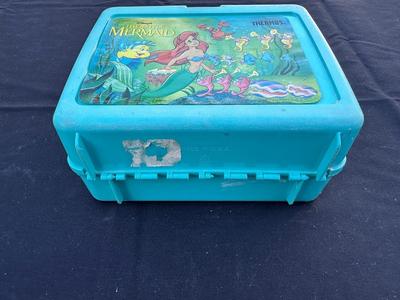 VINTAGE THERMOS “THE LITTLE MERMAID” PLASTIC LUNCH BOX WITH THERMOS BOTTLE