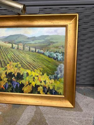 “AUTUMN IN CHIANTI” PAINTING WITH PICTURE LIGHT - SIGNED BY MARY DUNN