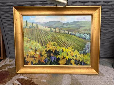 “AUTUMN IN CHIANTI” PAINTING WITH PICTURE LIGHT - SIGNED BY MARY DUNN