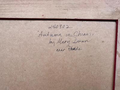 “AUTUMN IN CHIANTI” PAINTING WITH PICTURE LIGHT - SIGNED BY MARY DUNN