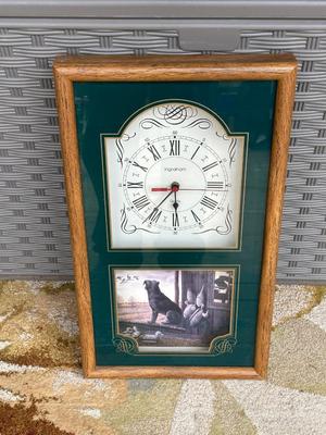 INGRAHAM QUARTZ WALL CLOCK WITH BLACK LABRADOR PICTURE