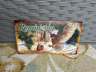 REMINGTON “OWL & RABBIT” WOOD SIGN