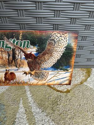 REMINGTON “OWL & RABBIT” WOOD SIGN