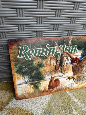 REMINGTON “OWL & RABBIT” WOOD SIGN
