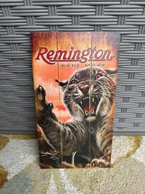 REMINGTON “BOBCAT” WOOD SIGN