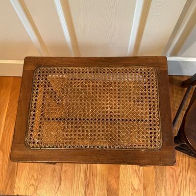 A430 Vintage Cane Seat Chair And Side Table