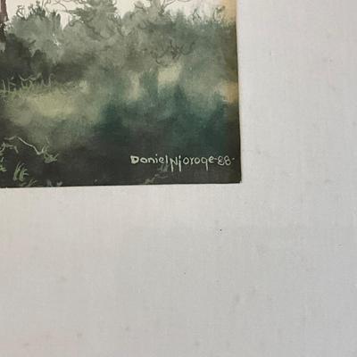 H435 Original Watercolor Of Giraffe By Daniel Nioroge 1988