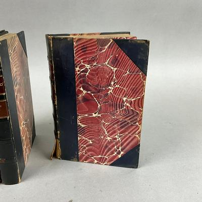 B460 Lot Of Four Antique Consuel Leather Bound Books