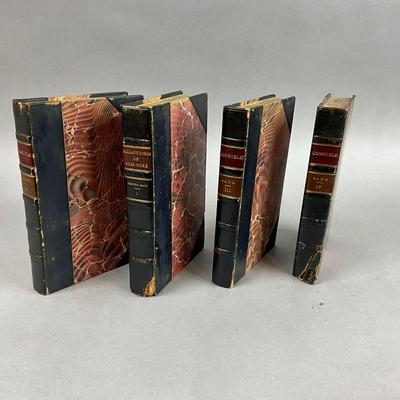 B460 Lot Of Four Antique Consuel Leather Bound Books