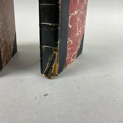 B460 Lot Of Four Antique Consuel Leather Bound Books