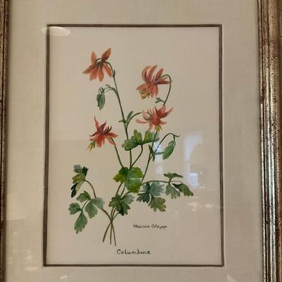 L464 Set Of Four Framed Watercolors By Marie Clapp