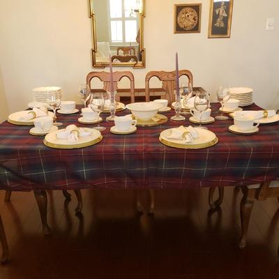 LOT 109: Dinnerware Sets-Waterford, Ironstone China, Candlesticks, Tablecloth, Chargers & More