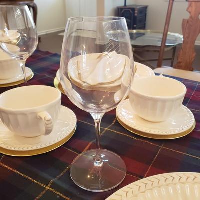 LOT 109: Dinnerware Sets-Waterford, Ironstone China, Candlesticks, Tablecloth, Chargers & More