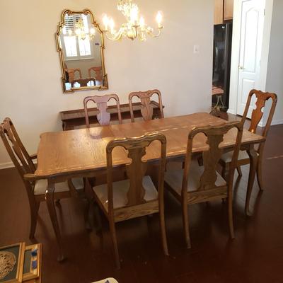 LOT 110: Dining Table with Six Matching Chairs