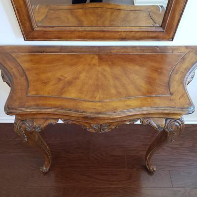LOT 113: Matching Wooden Console Table & Mirror