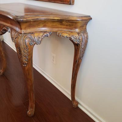 LOT 113: Matching Wooden Console Table & Mirror