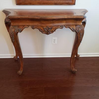 LOT 113: Matching Wooden Console Table & Mirror