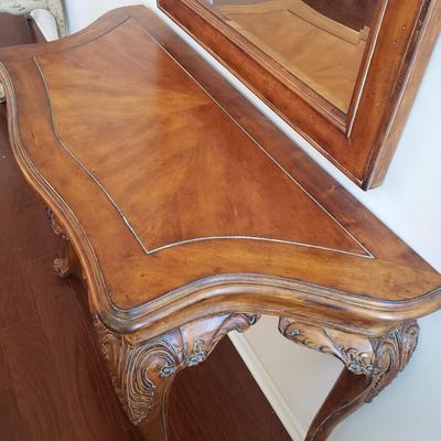 LOT 113: Matching Wooden Console Table & Mirror