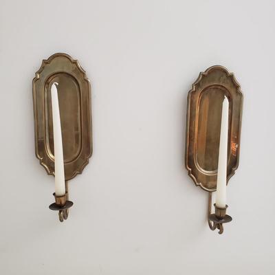 LOT 118: Brass Wall Sconce Pair, Brass Chinese Character & Pair of Papercut Art