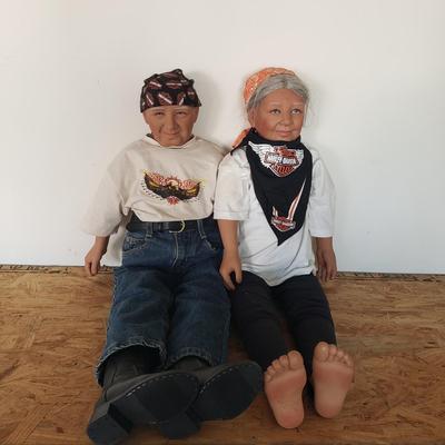 LOT 120: Pair of Custom-Made Harley Davidson Dolls